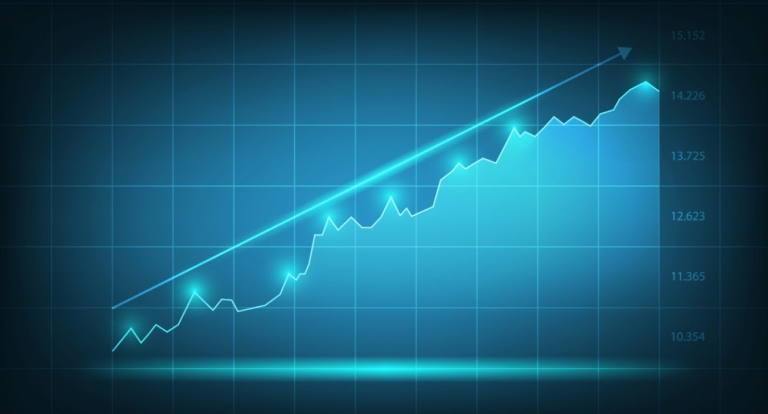 Illustration of a stock market graph with upward trending line symbolizing bullish market trends.