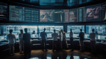 A diverse group of investors discussing share market strategy during a meeting.