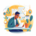 Illustration of a person studying a report to learn how to read earnings reports