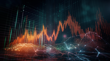 Illustration showing the S&P 500 technical analysis chart with an upward trend, symbolizing market growth and the impact of AI on the stock market.